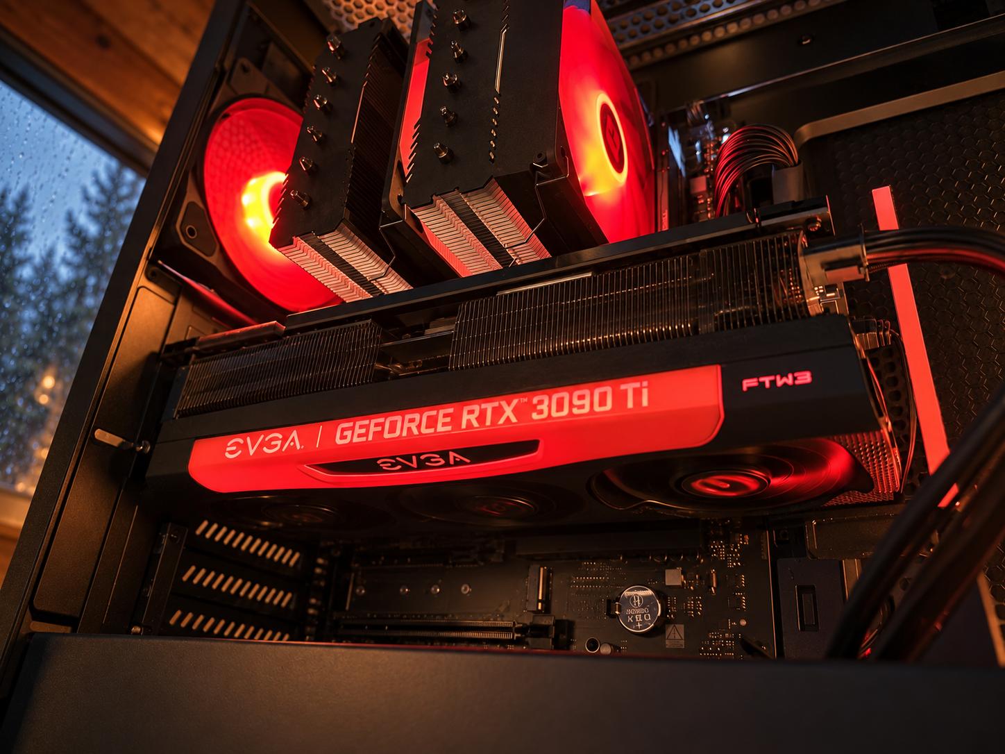 🔥 The Crimson Titan – EVGA 3090 Ti | 9850X3D | 32GB RAM | 1TB NVME | 1000W GOLD