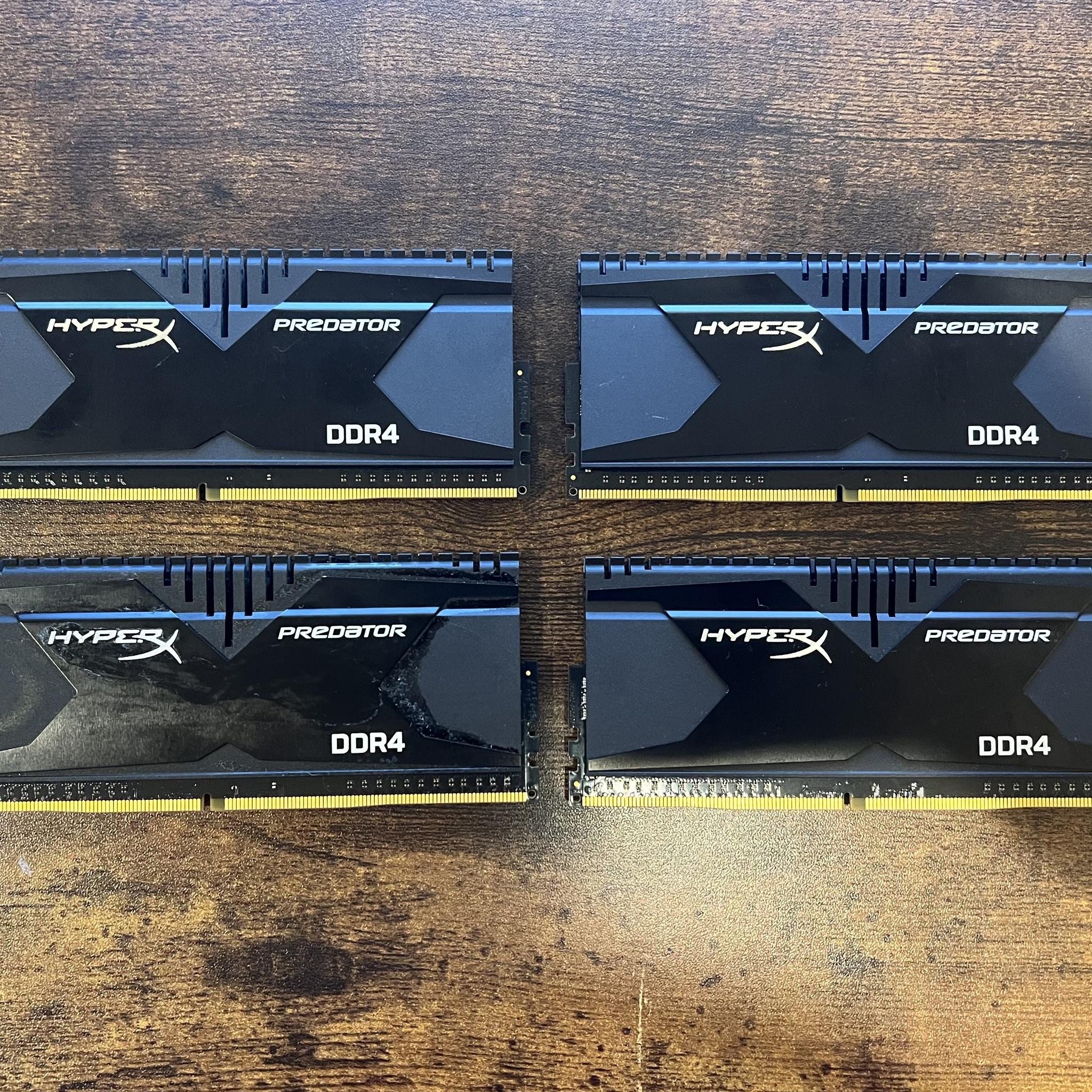 16GB DDR4-3000MHz (4x4GB) CL15 Kingston HyperX Predator Black RAM Memory