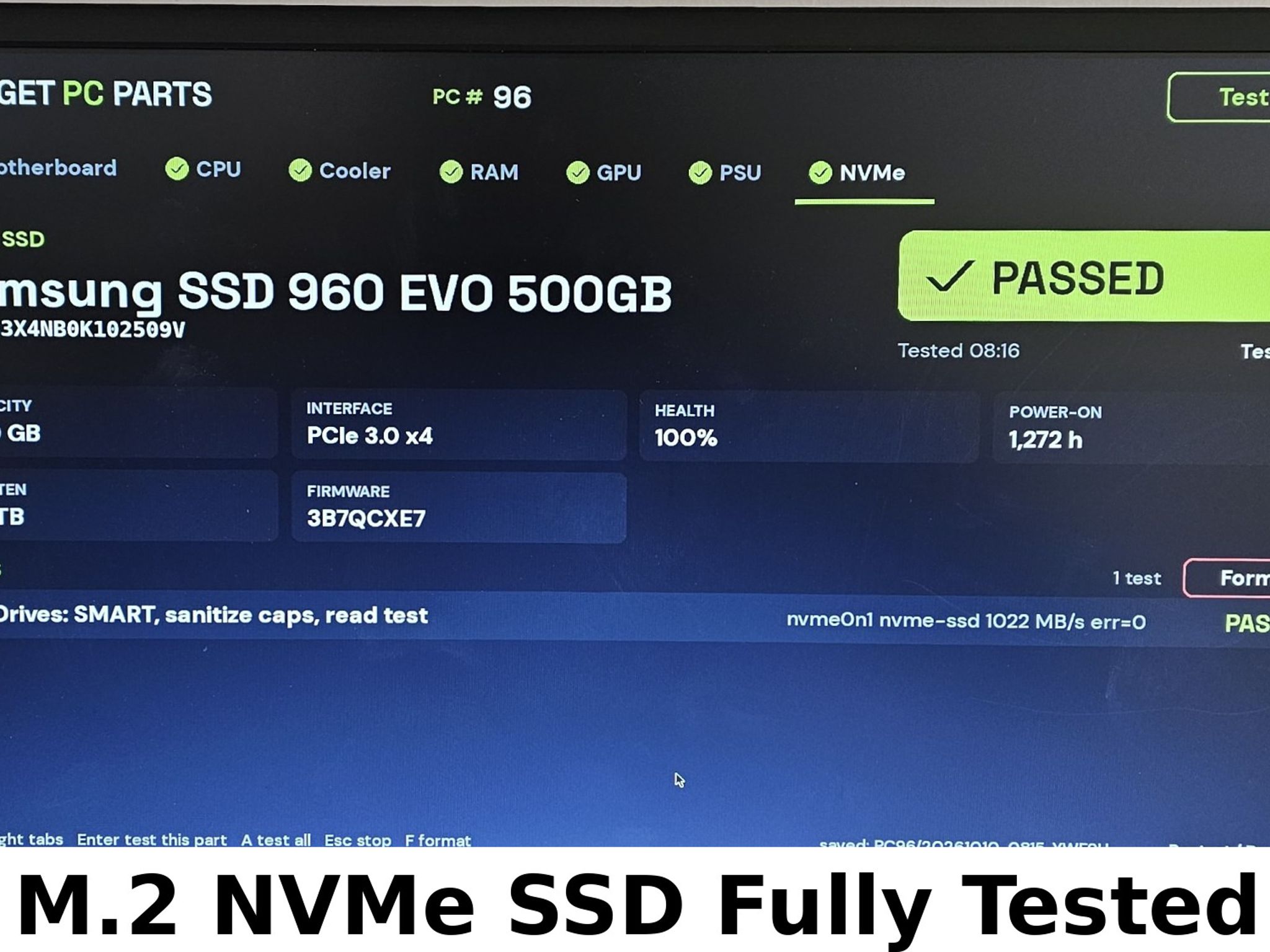 500GB NVMe M.2 SSD Samsung 960 EVO Gen3