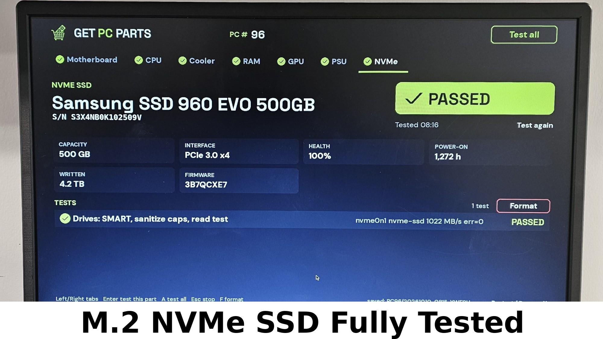 500GB NVMe M.2 SSD Samsung 960 EVO Gen3