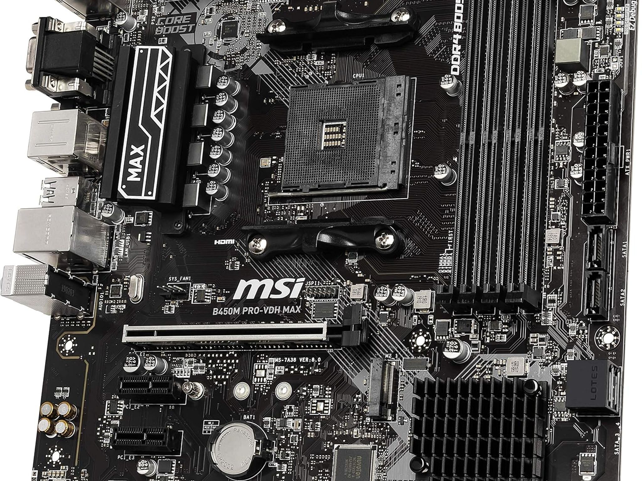 MSI B450M PRO-VDH MAX AMD AM4 DDR4 Micro-ATX Desktop Motherboard