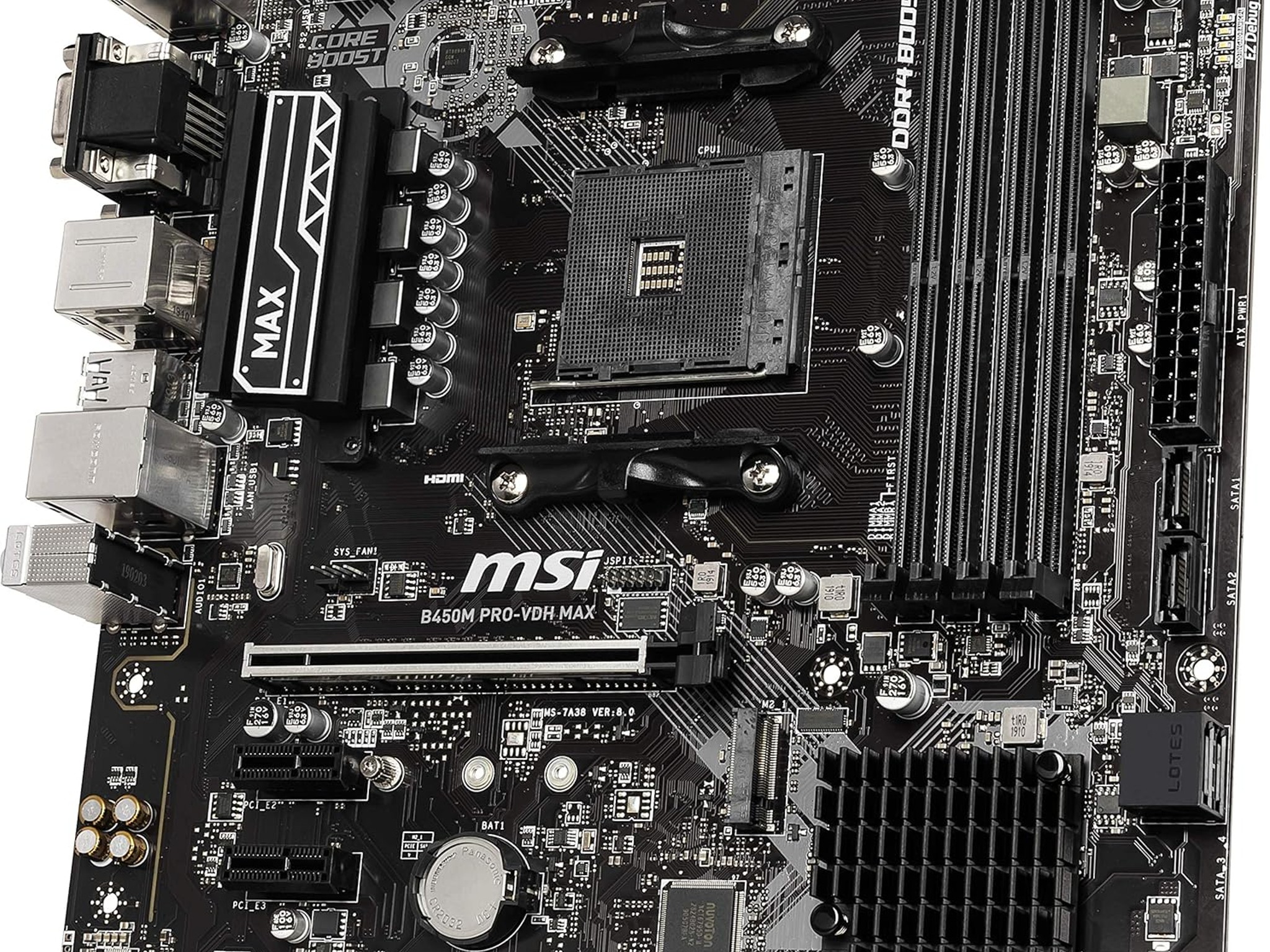 MSI B450M PRO-VDH MAX AMD AM4 DDR4 Micro-ATX Desktop Motherboard