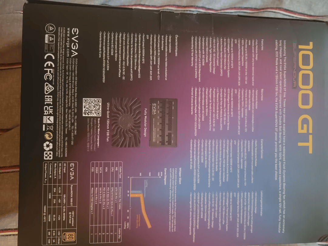 Used EVGA 1000W GT Supernova