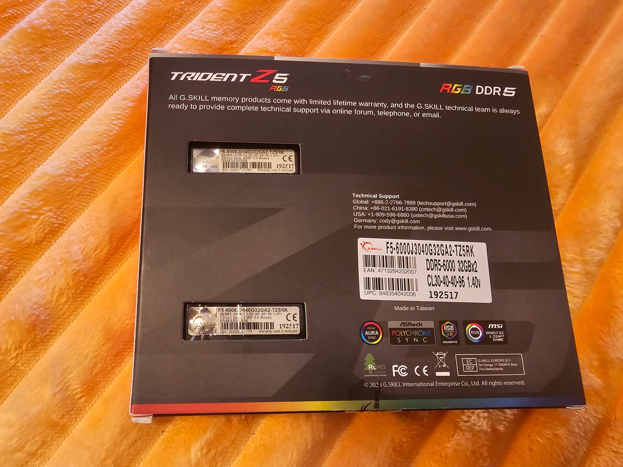 G.SKILL Trident Z5 RGB 64GB DDR5-6000 CL30 2x32GB – RMA Replacement