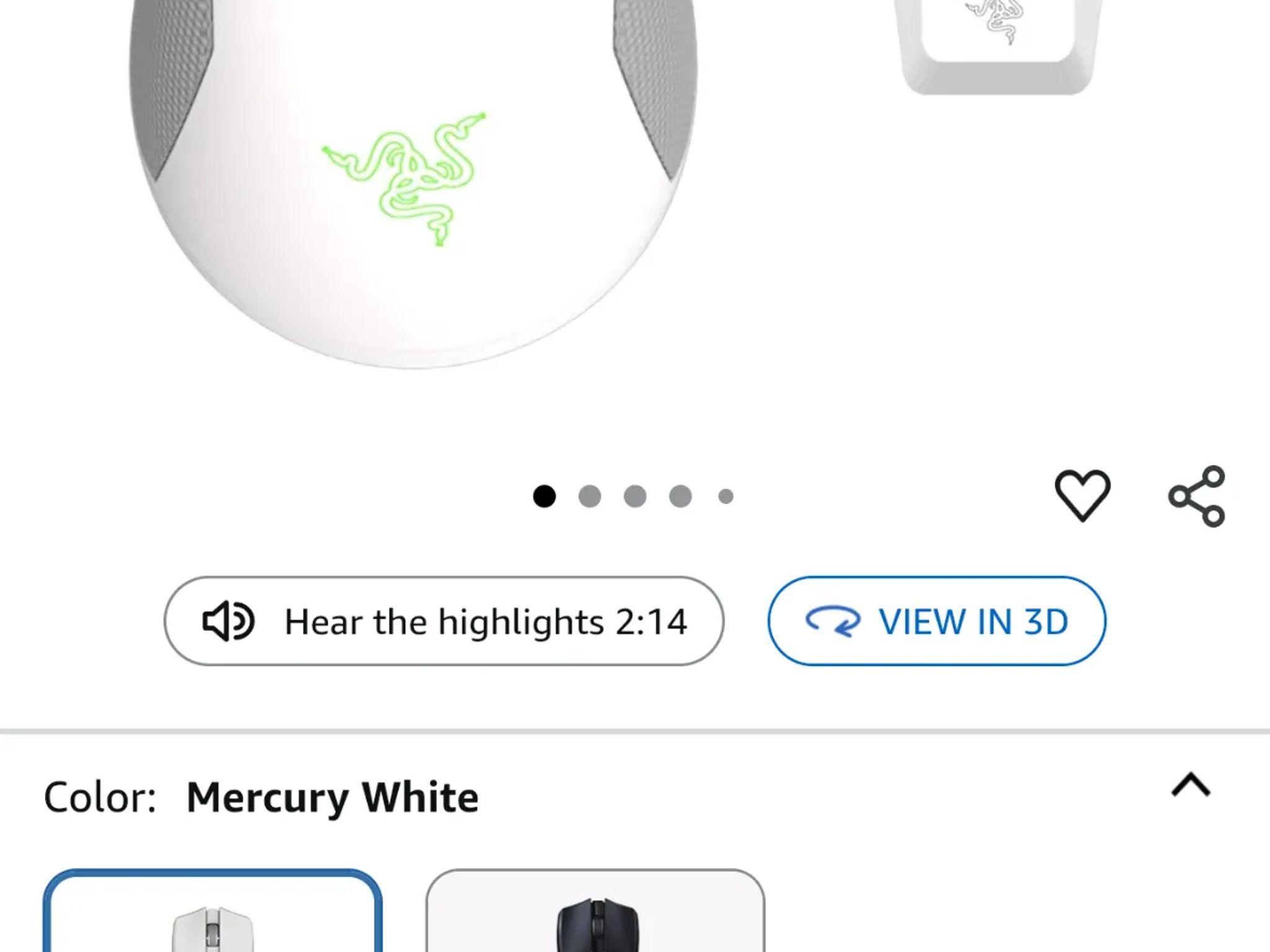 Razer Viper Ultimate Lightweight Wireless Gaming Mouse & RGB Charging Dock - White