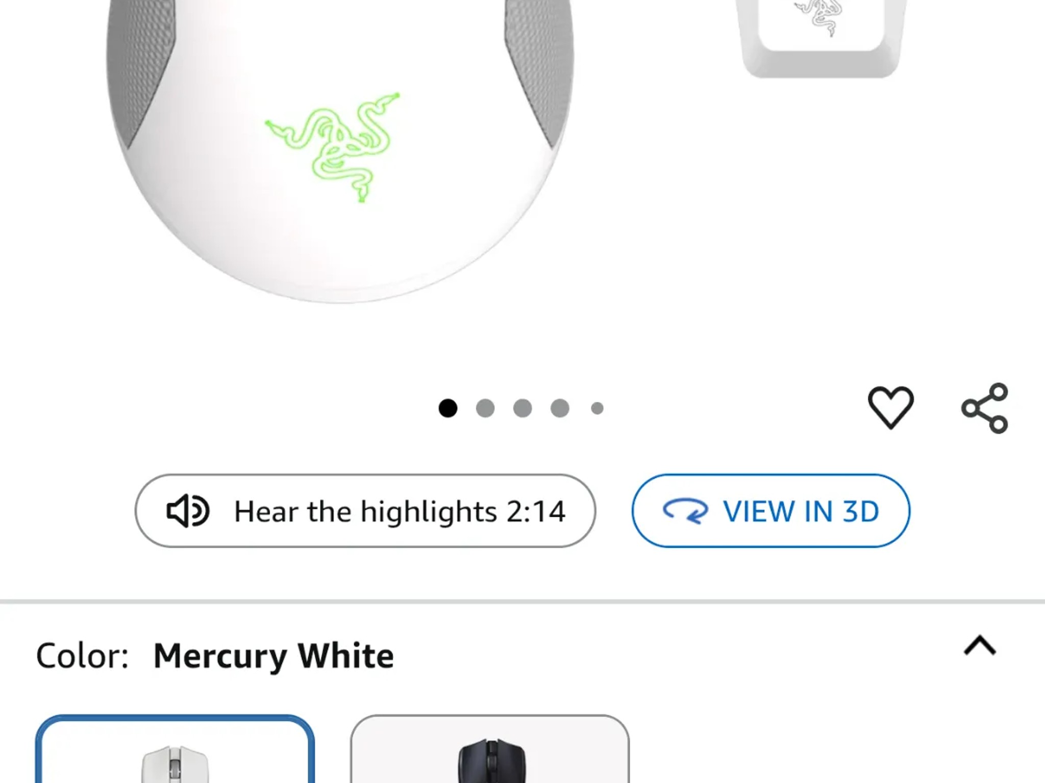 Razer Viper Ultimate Lightweight Wireless Gaming Mouse & RGB Charging Dock - White