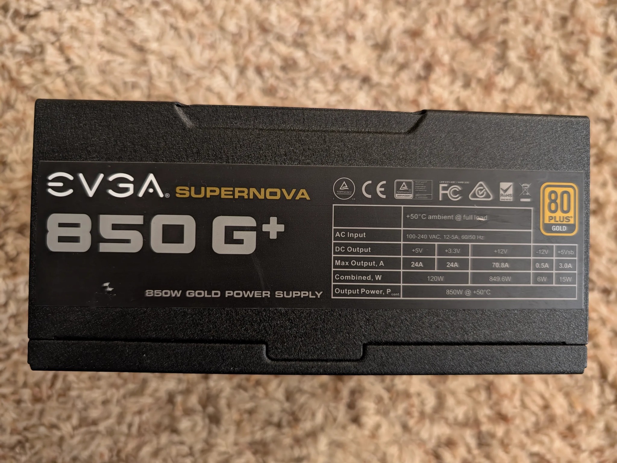 EVGA SuperNOVA 850 G+, 80 Plus Gold 850W, Fully Modular