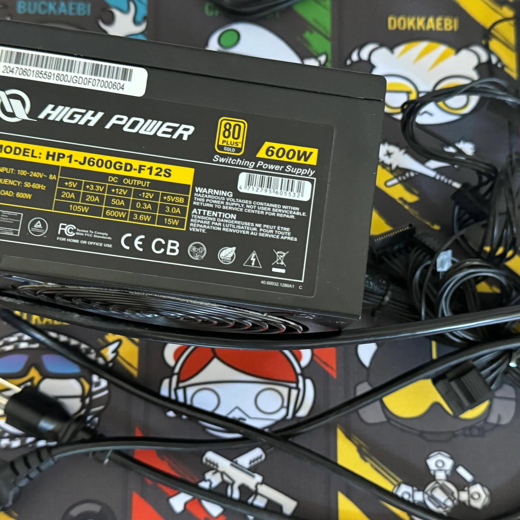 ATX PSU, High Power, 80 Plus Gold Rated, 600 Watt Used Non-Modular Power Supply