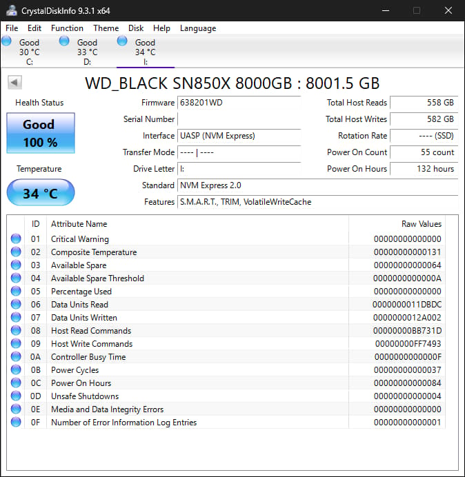 WD BLACK SN850X NVMe SSD - 8TB, Without Heatsink