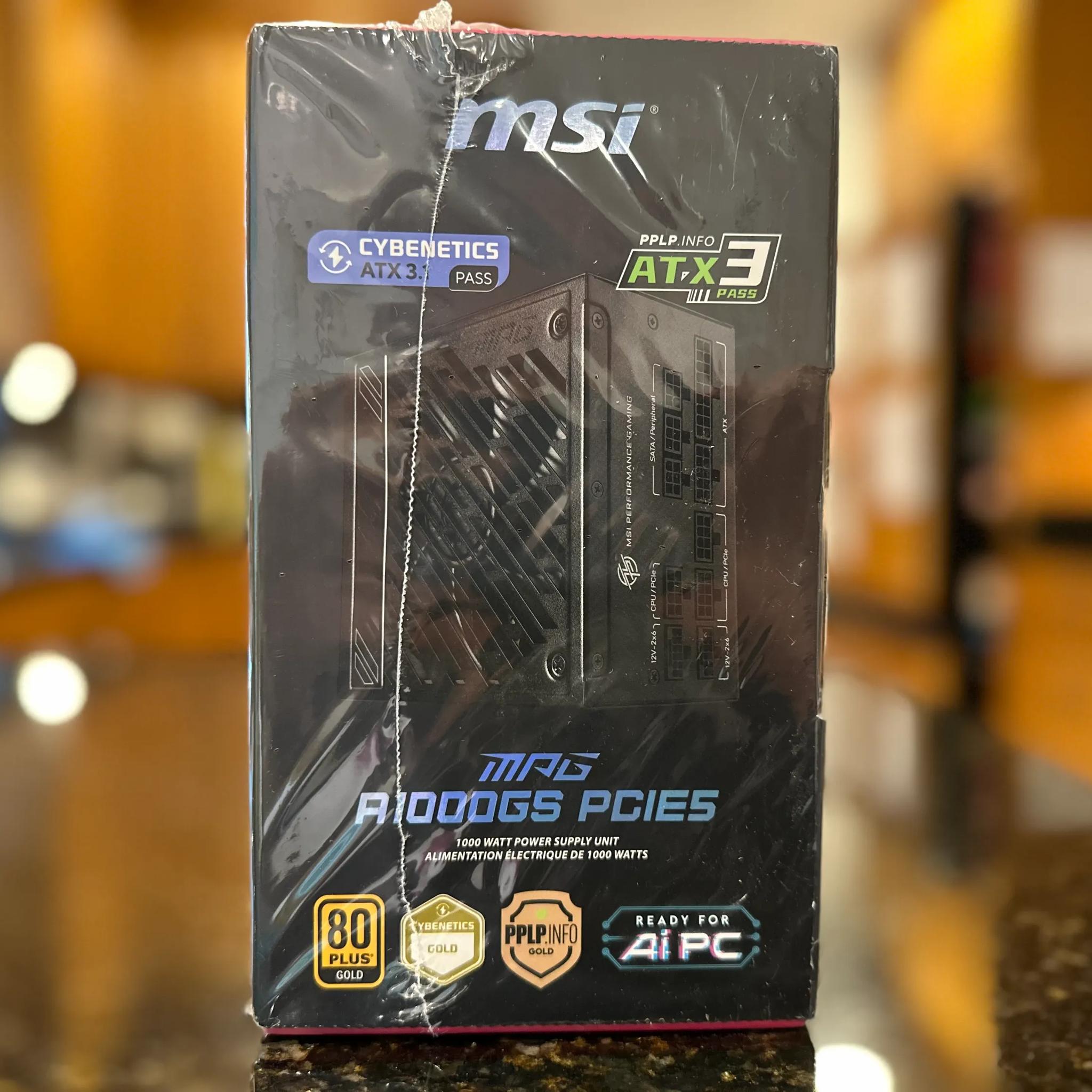 1000W PSU ATX 3.1 - MSI MPG A1000GS PCIE5 - 80 PLUS Gold - 1000 watt Power Supply Unit