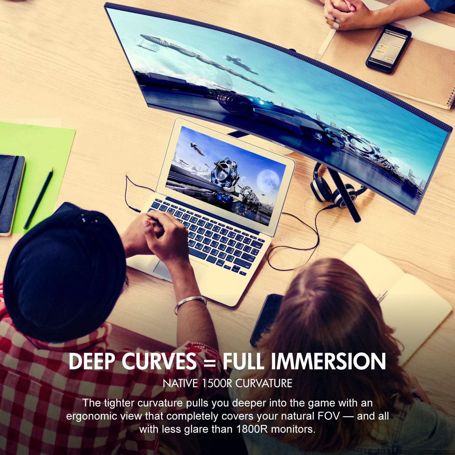 VIOTEK 27" 2560x1440p 144Hz Curved Gaming Monitor QHD Widescreen FreeSync G-Sync