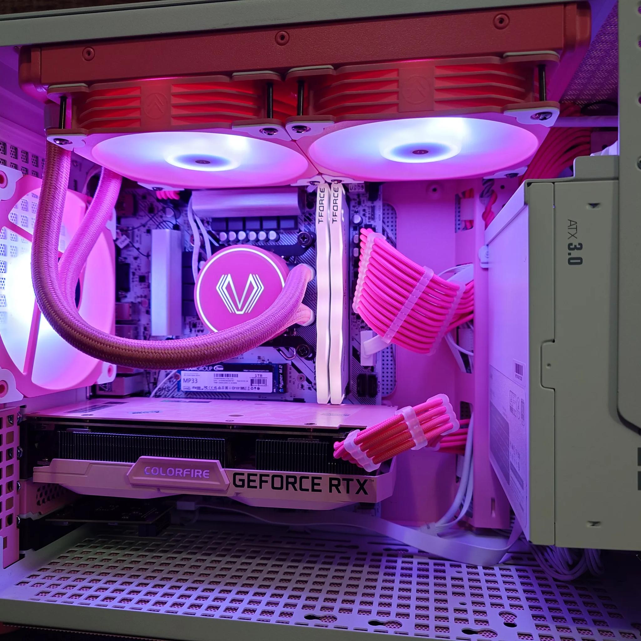 Slay 👑💅: Pink/White 1080P+ Gaming PC - i5 12400 / RTX 3060 12GB / 32GB DDR5 / 1TB NVME