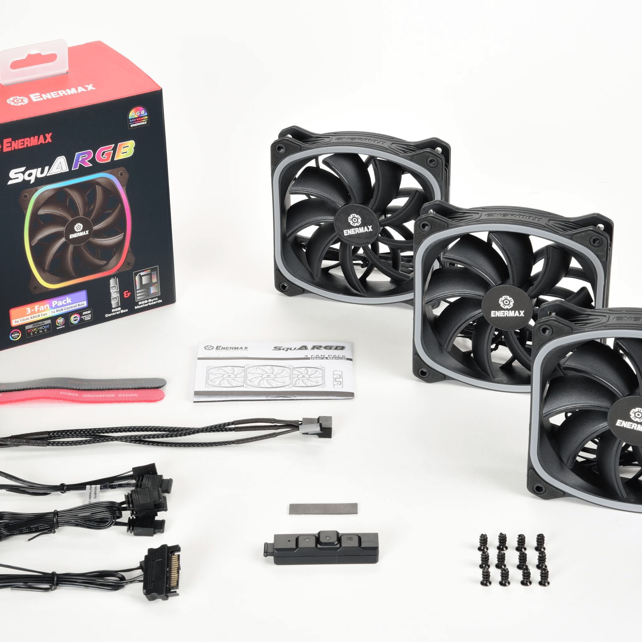 Enermax SquA RGB aRGB 120MM PWM Fan - Black (3-Pack)