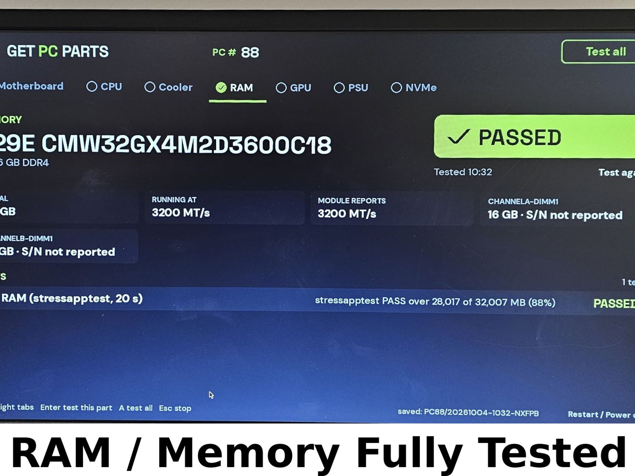 32GB DDR4 (2x16GB) CL18 3600MT/s Corsair Vengeance RGB PRO
