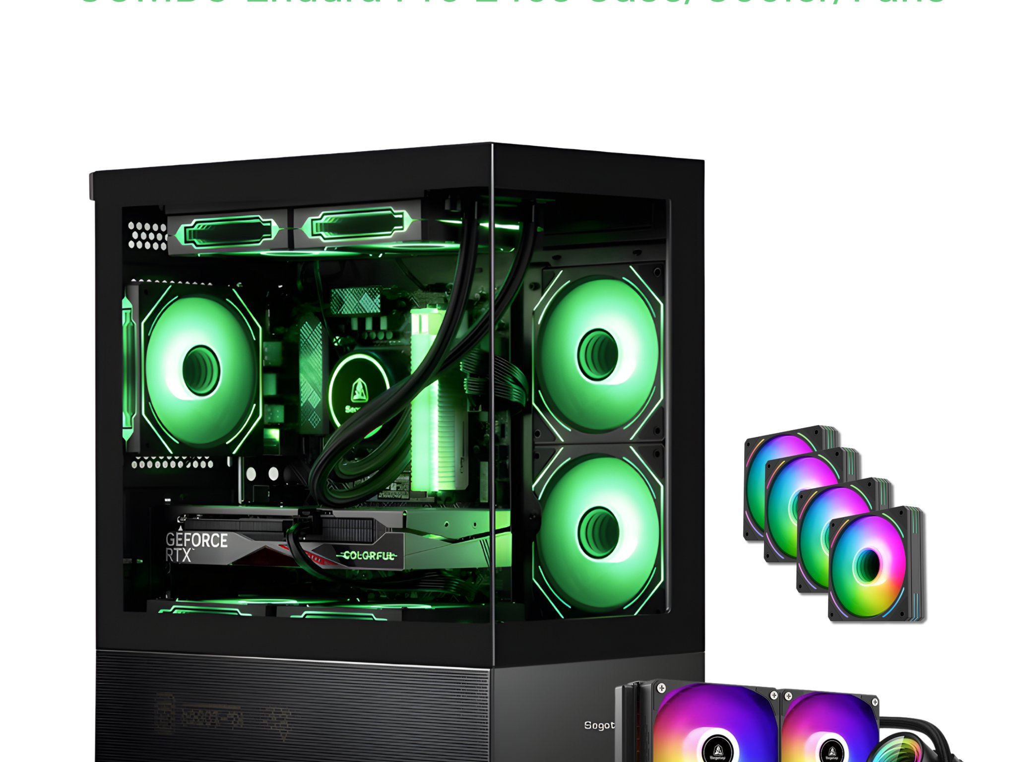 COMBO!!! SEGOTEP Endura Pro 240 M-ATX CASE  | Dual View| FROZEN 240 cooler with 4 HQ ARGB