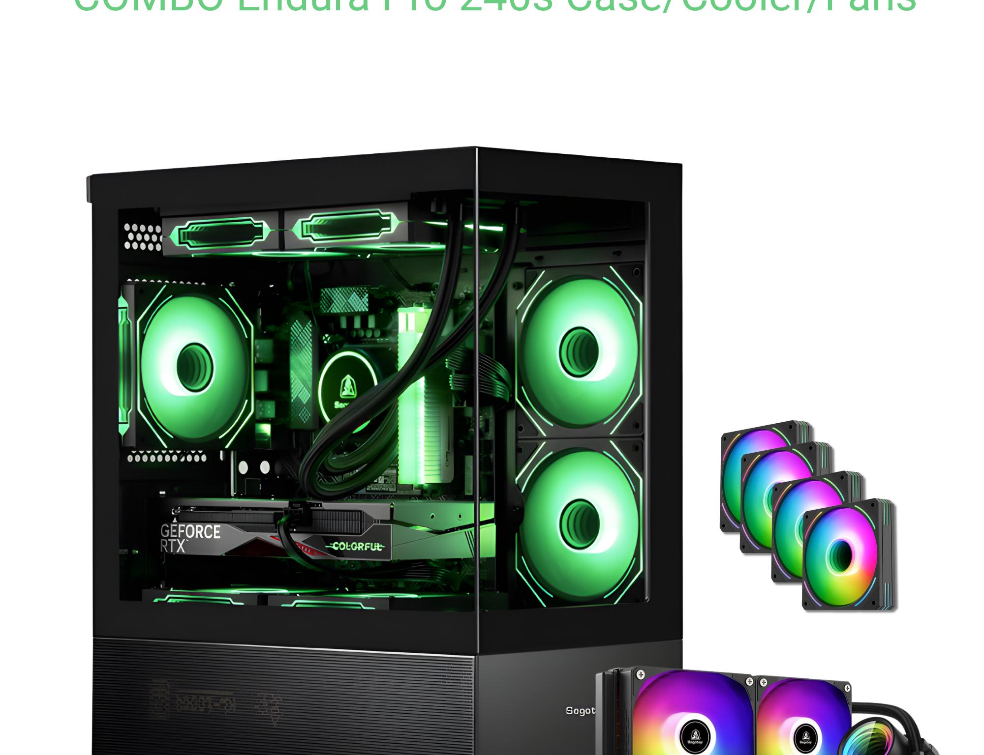 COMBO!!! SEGOTEP Endura Pro 240 M-ATX CASE  | Dual View| FROZEN 240 cooler with 4 HQ ARGB