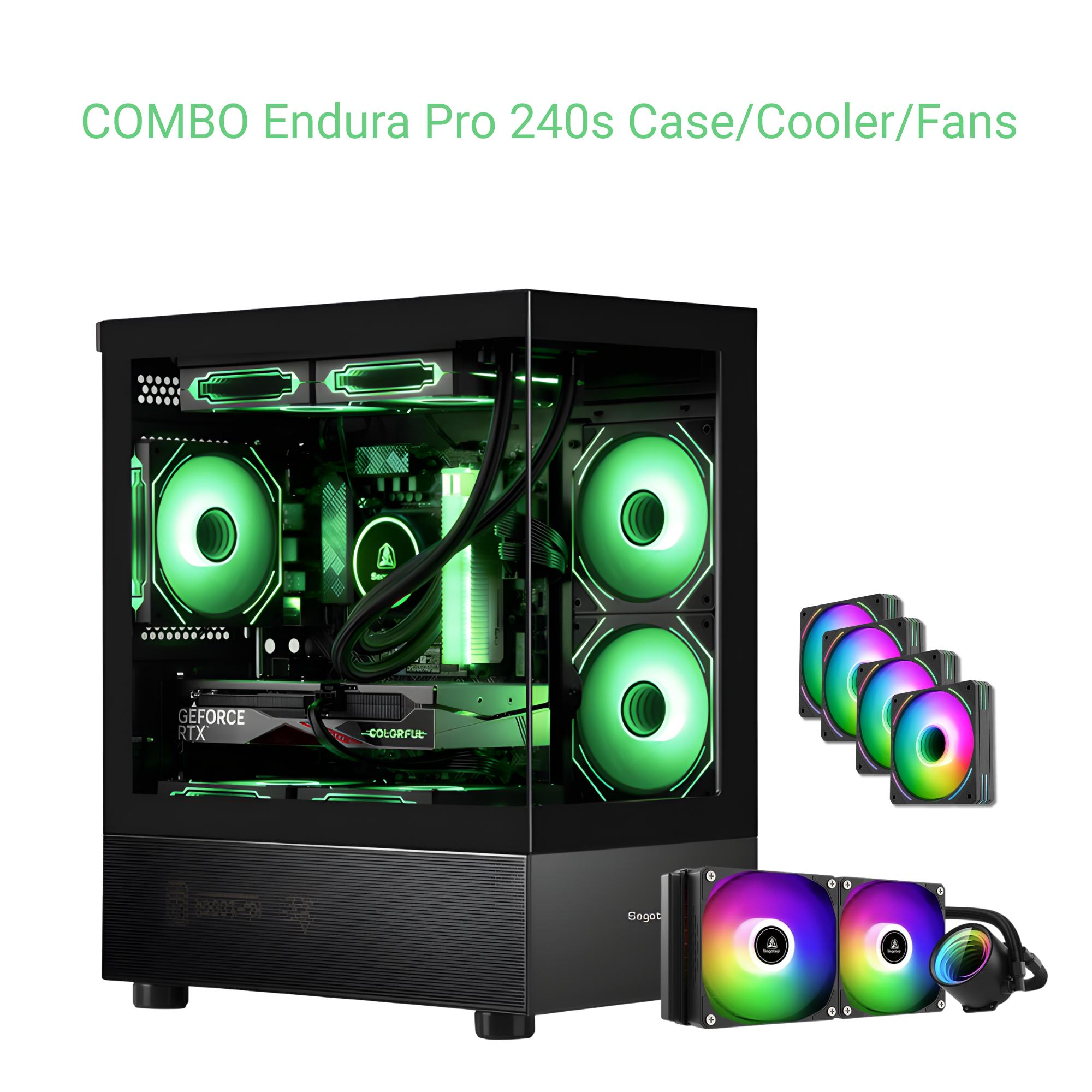 COMBO!!! SEGOTEP Endura Pro 240 M-ATX CASE  | Dual View| FROZEN 240 cooler with 4 HQ ARGB