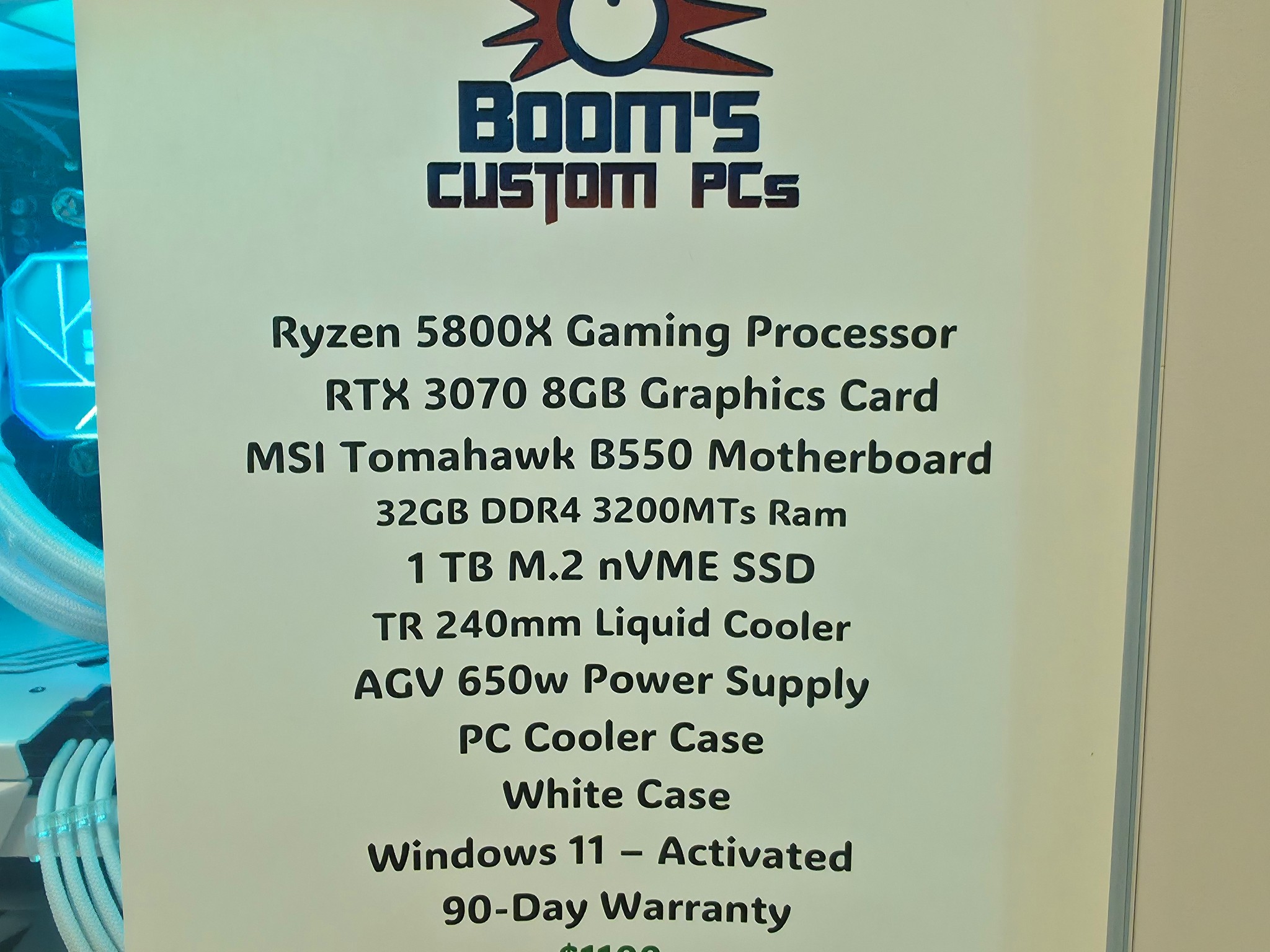 1440p Gaming Streaming PC Computer (Ryzen 5800X, Zotac RTX 3070 8G, 32GB DDR4)