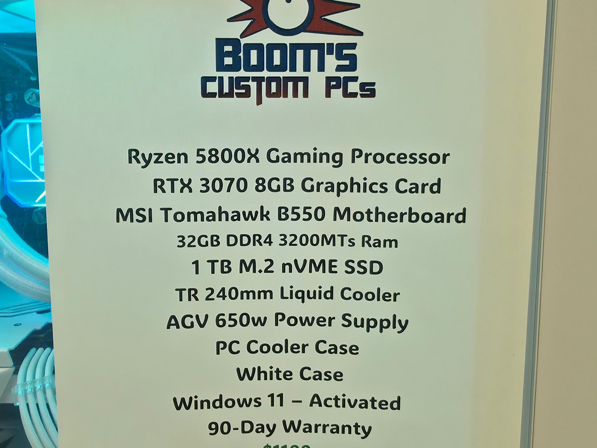 1440p Gaming Streaming PC Computer (Ryzen 5800X, Zotac RTX 3070 8G, 32GB DDR4)