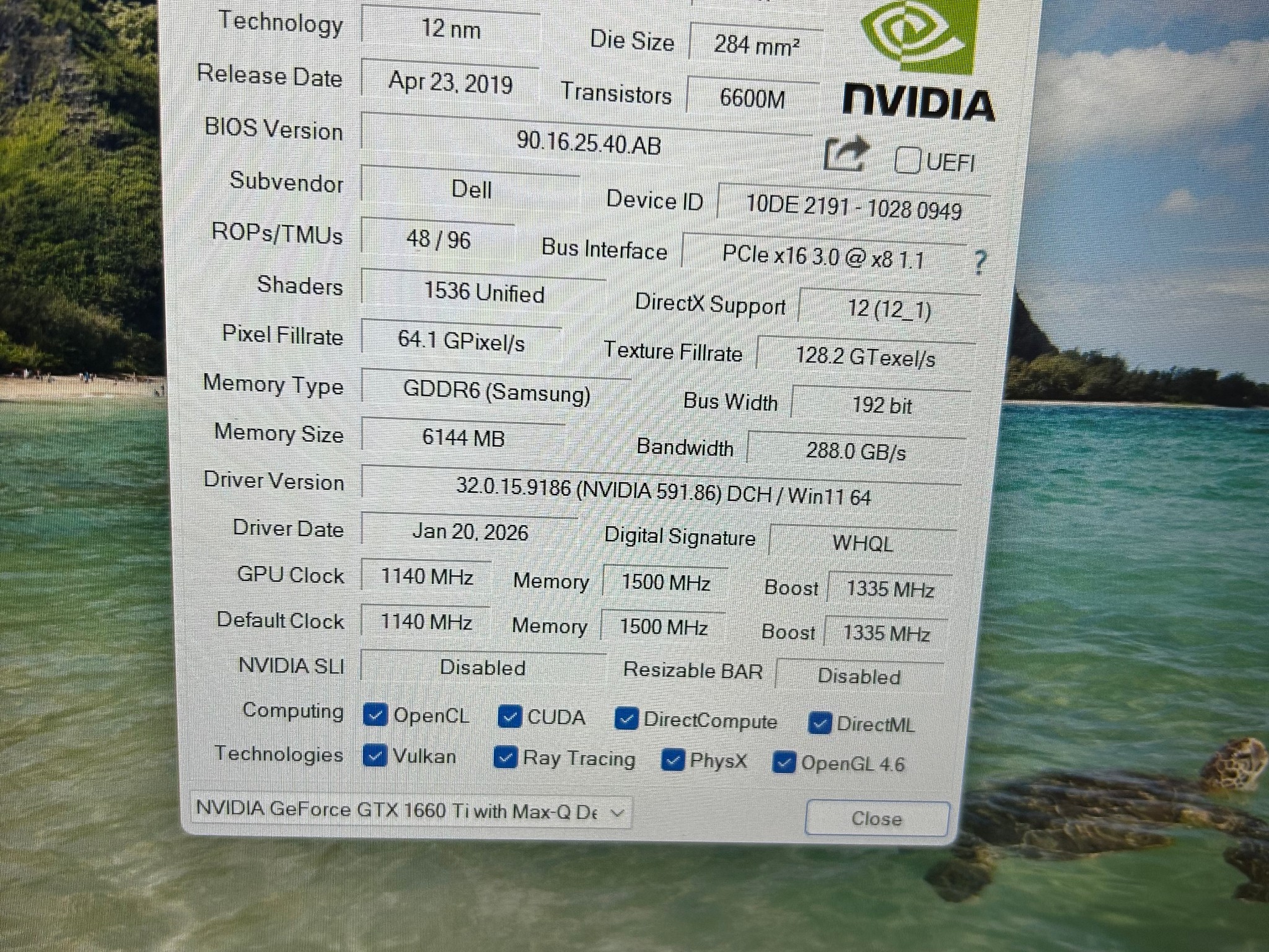 Dell G3 3590 / Core i5-9300H Dual Channel 16GB/512GB GeForce GTX 1660 Ti MaxQ - Cleaned & Repasted