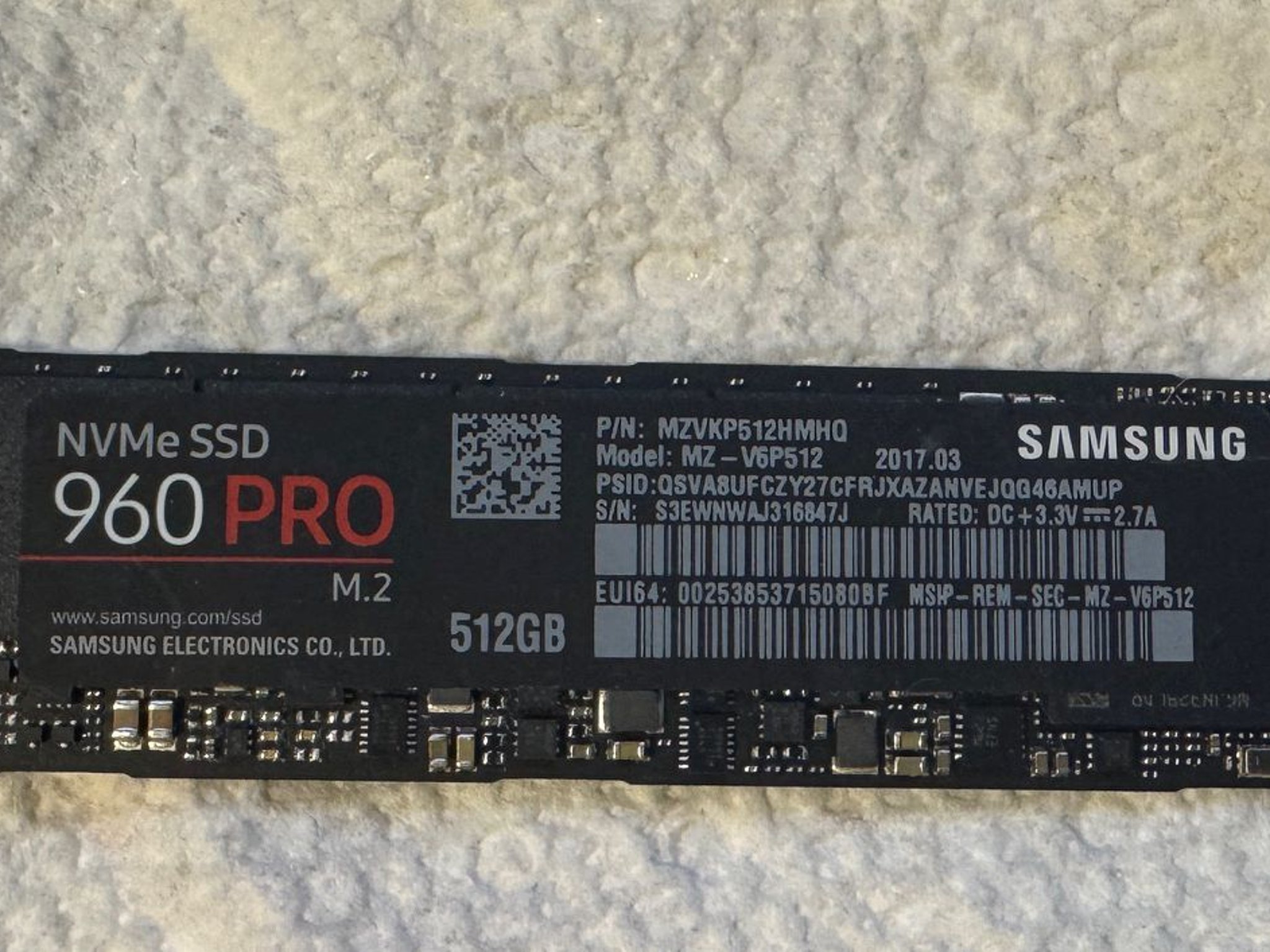 Samsung 960 Pro NVMe M.2 SSD 512 GB Storage