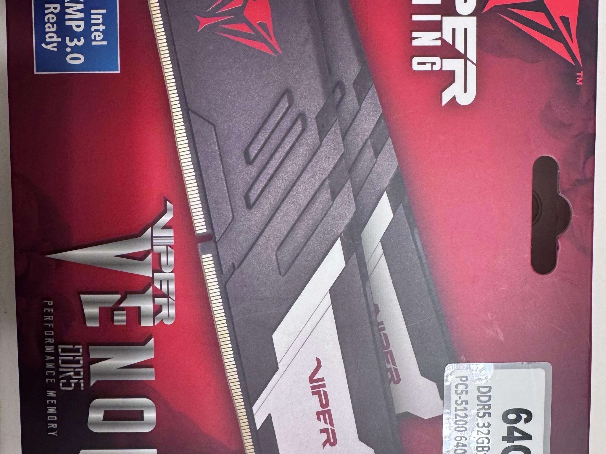 Patriot Viper Venom 64GB (2x32GB) DDR5-6400 PC5-51200 CL32 UDIMM XMP