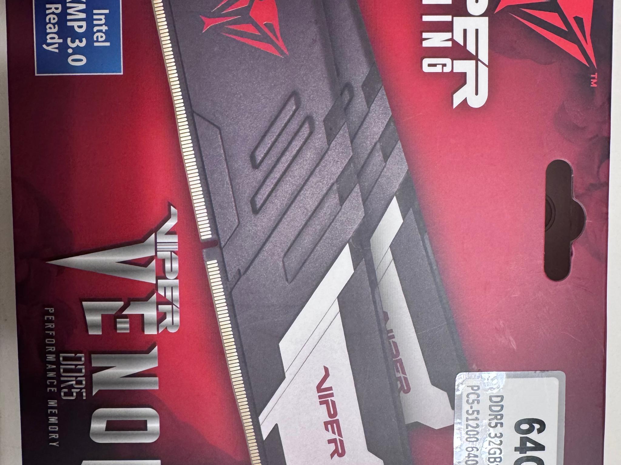 Patriot Viper Venom 64GB (2x32GB) DDR5-6400 PC5-51200 CL32 UDIMM XMP