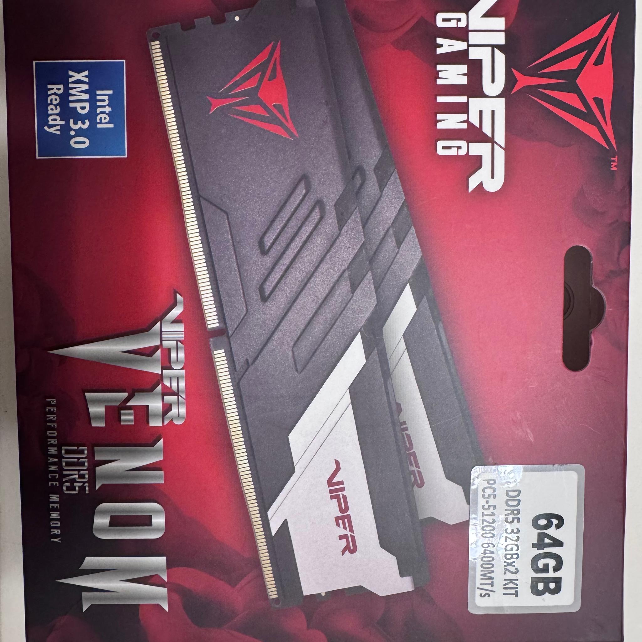 Patriot Viper Venom 64GB (2x32GB) DDR5-6400 PC5-51200 CL32 UDIMM XMP