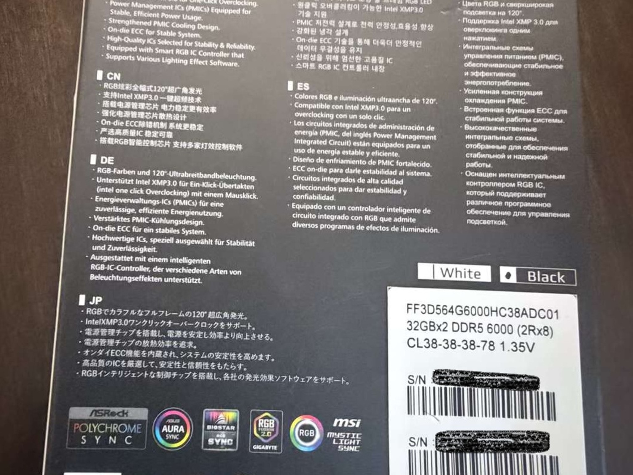 TEAMGROUP T-Force Delta RGB 64GB (2x32GB) DDR5 6000MHz CL38