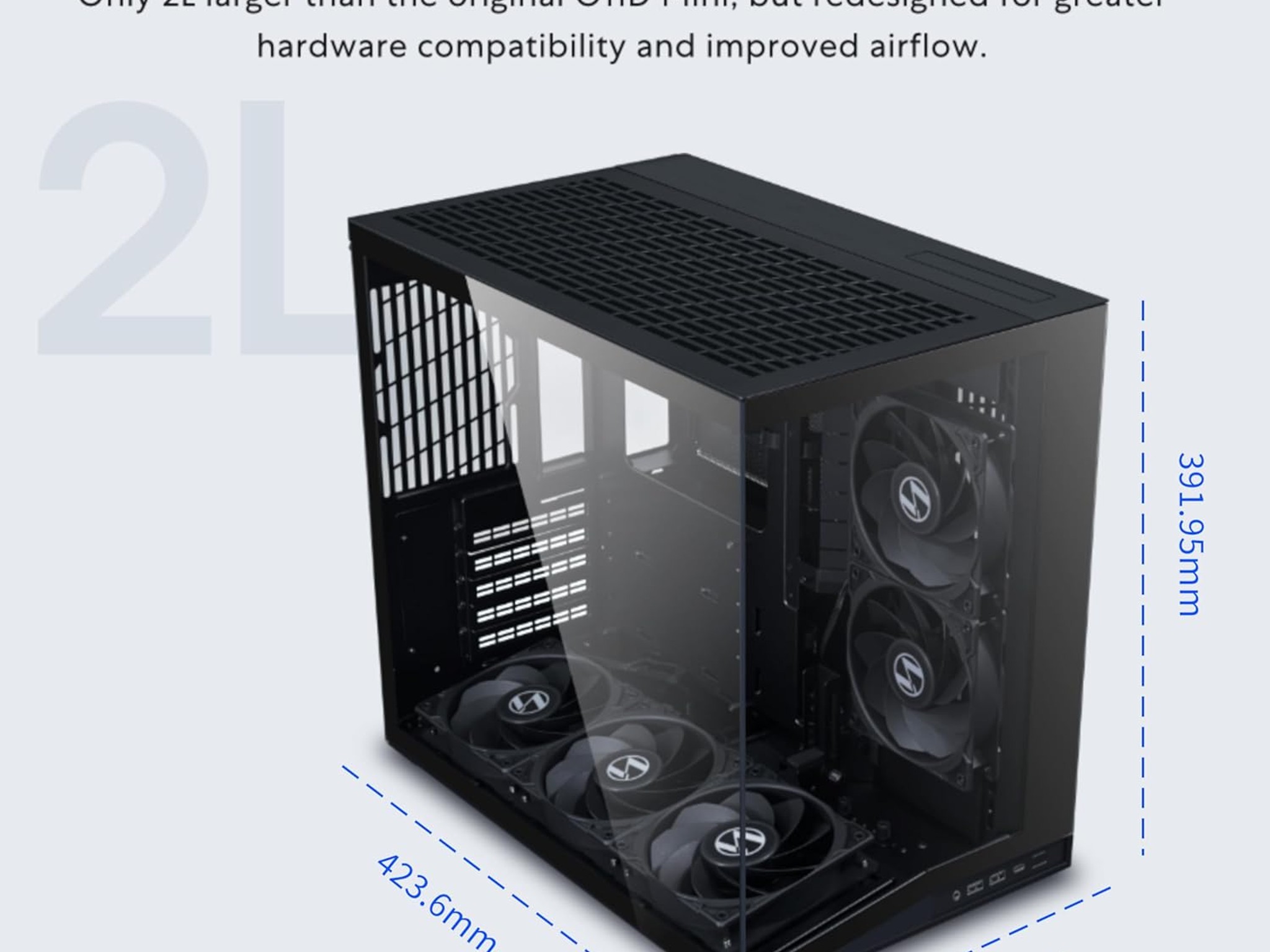 Lian Li O11D MINI V2 Flow-ATX Mid-Tower PC Case-Black-O11DMIV2FX