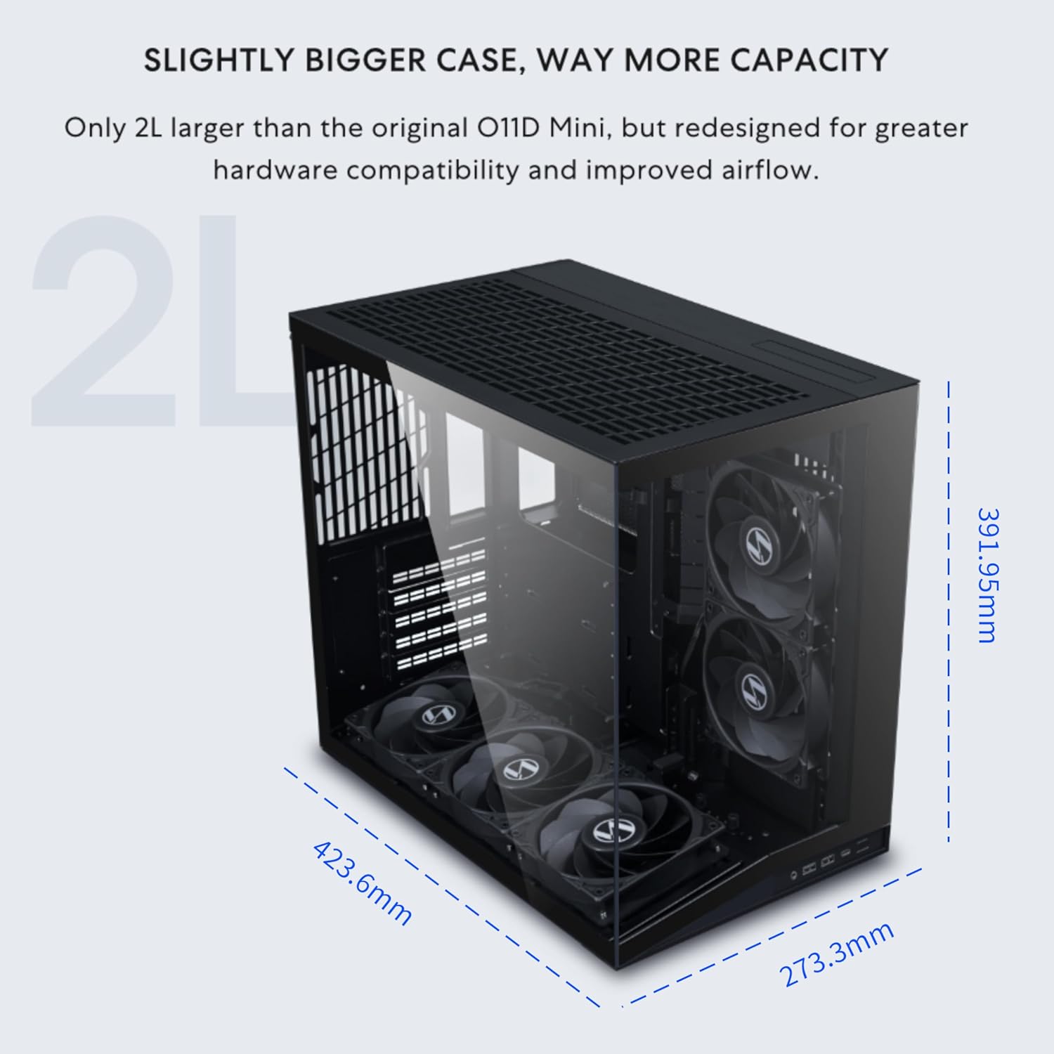 Lian Li O11D MINI V2 Flow-ATX Mid-Tower PC Case-Black-O11DMIV2FX