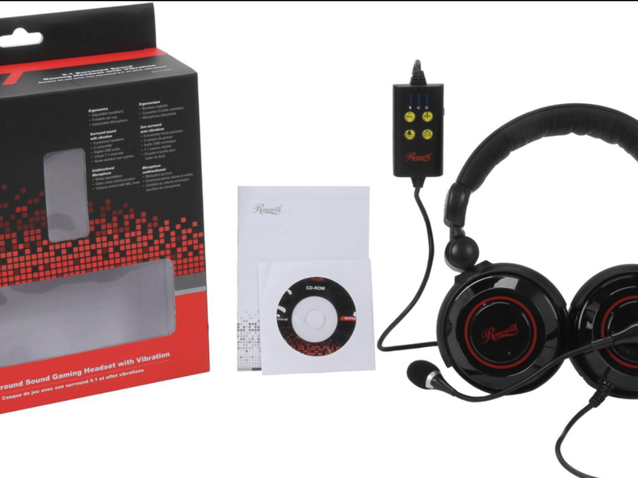 NEW ROSEWILL 5.1 CHANNEL VIBRATION USB GAMING HEADSET