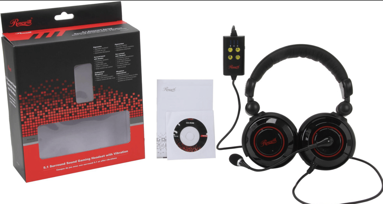 NEW ROSEWILL 5.1 CHANNEL VIBRATION USB GAMING HEADSET