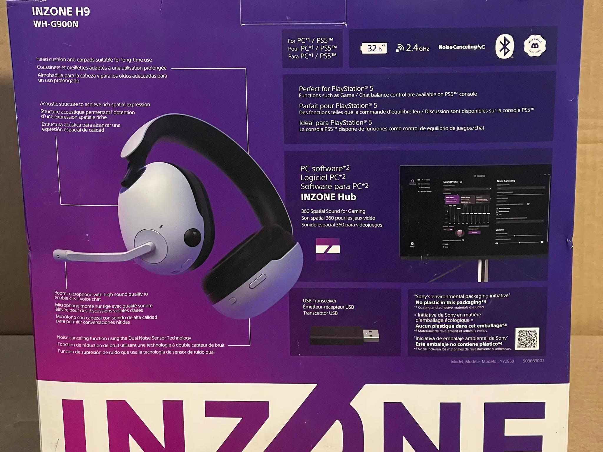 Used, Sony INZONE H9 Wireless Noise Cancelling Gaming Headset, Complete