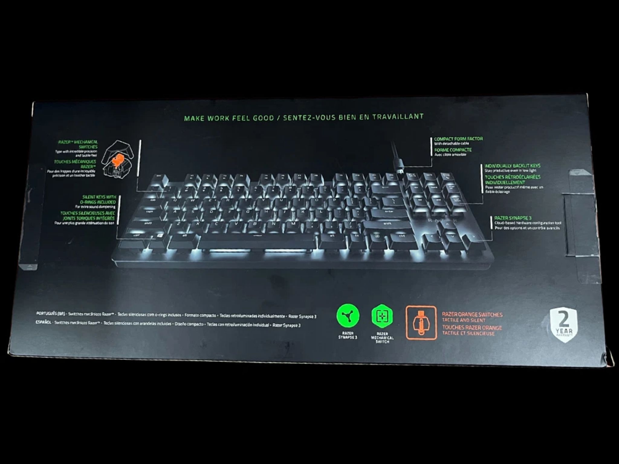 Razer BlackWidow Lite Wired TKL Mechanical Gaming Orange Switch Keyboard NEW