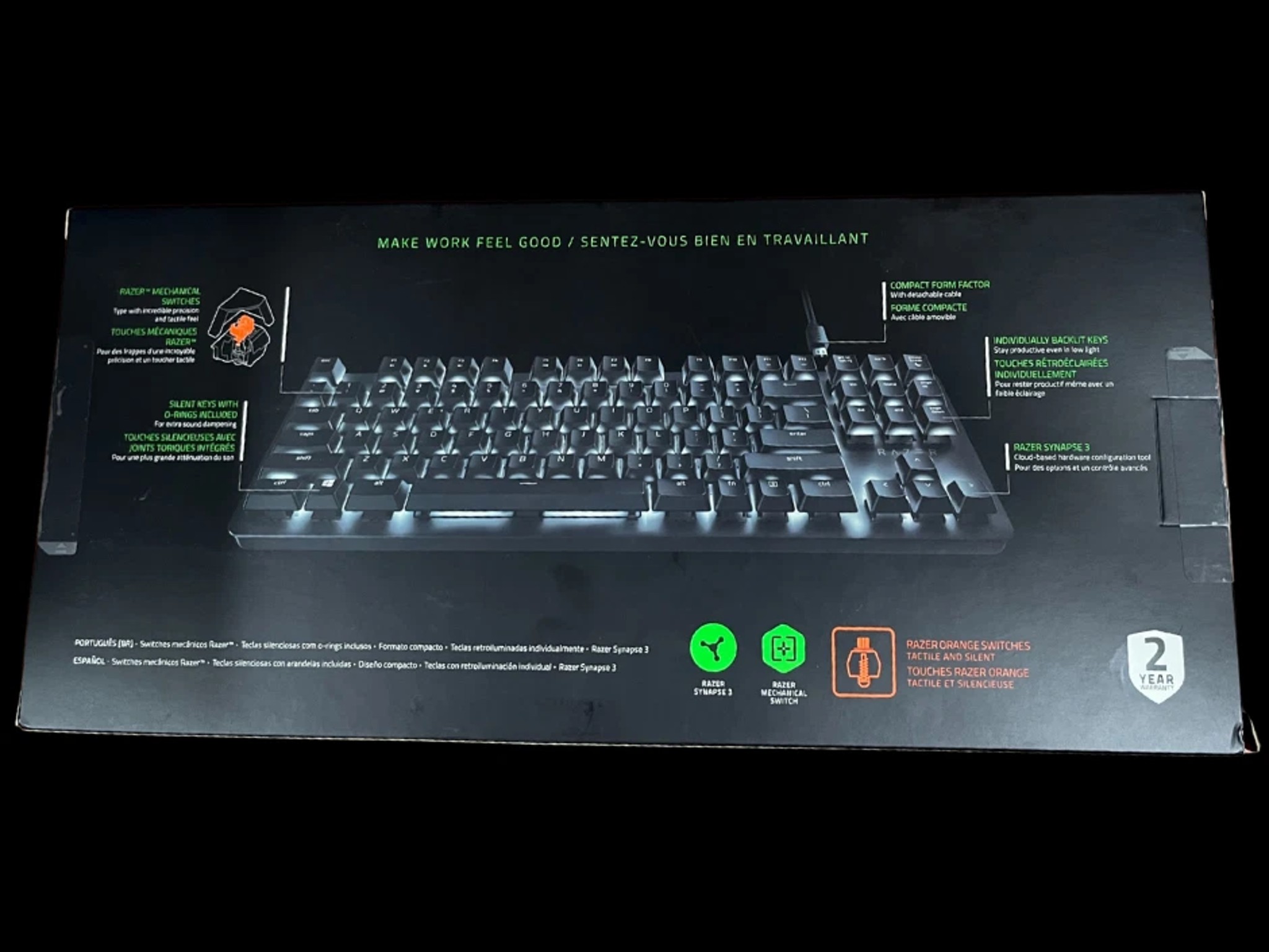Razer BlackWidow Lite Wired TKL Mechanical Gaming Orange Switch Keyboard NEW