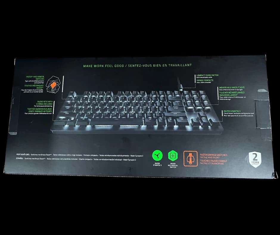 Razer BlackWidow Lite Wired TKL Mechanical Gaming Orange Switch Keyboard NEW