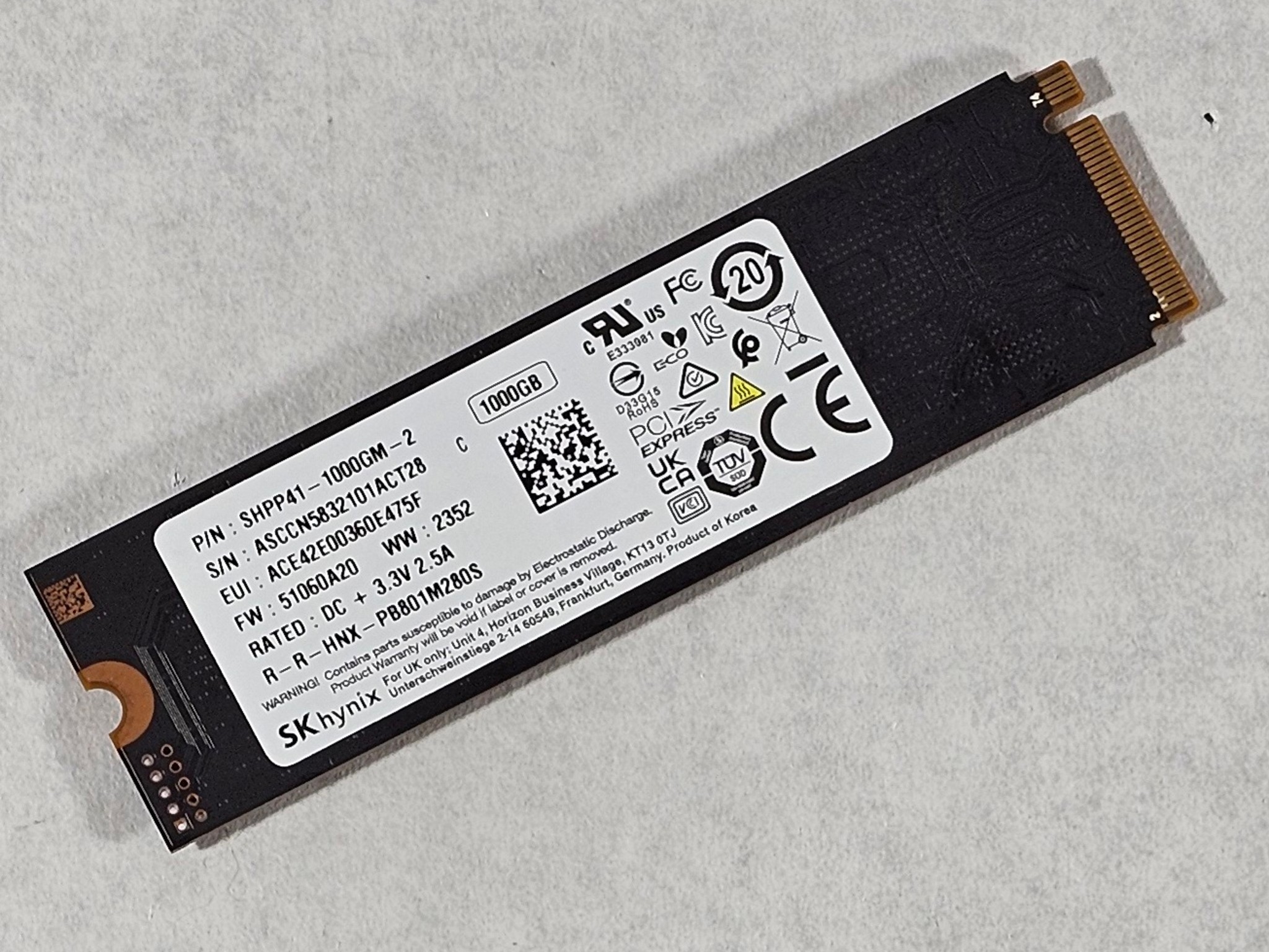 1TB NVMe M.2-382 SSD SK hynix Platinum P41