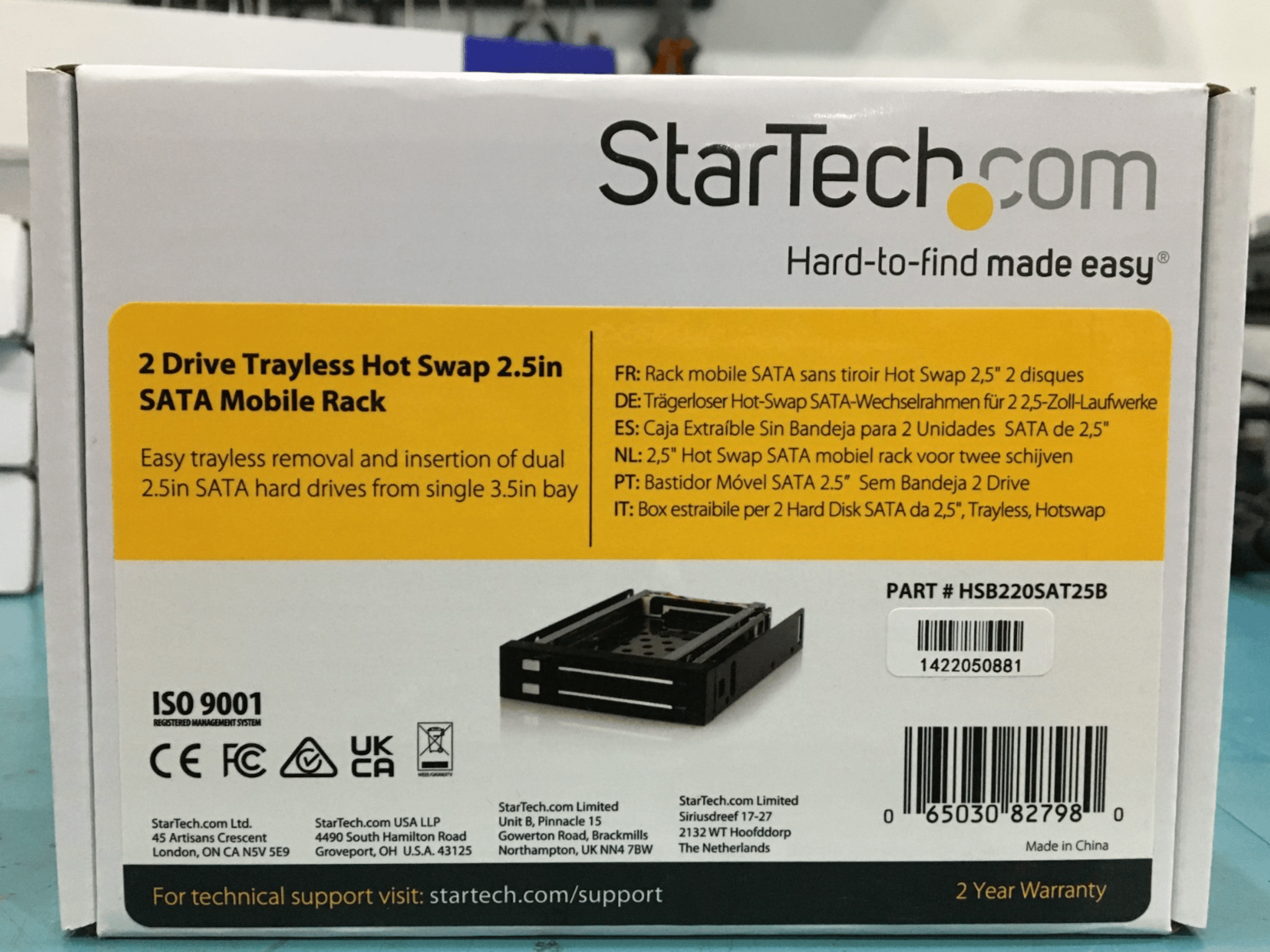 StarTech HSB220SAT25B 2-Bay 2.5in SATA Trayless Hot Swap Backplane