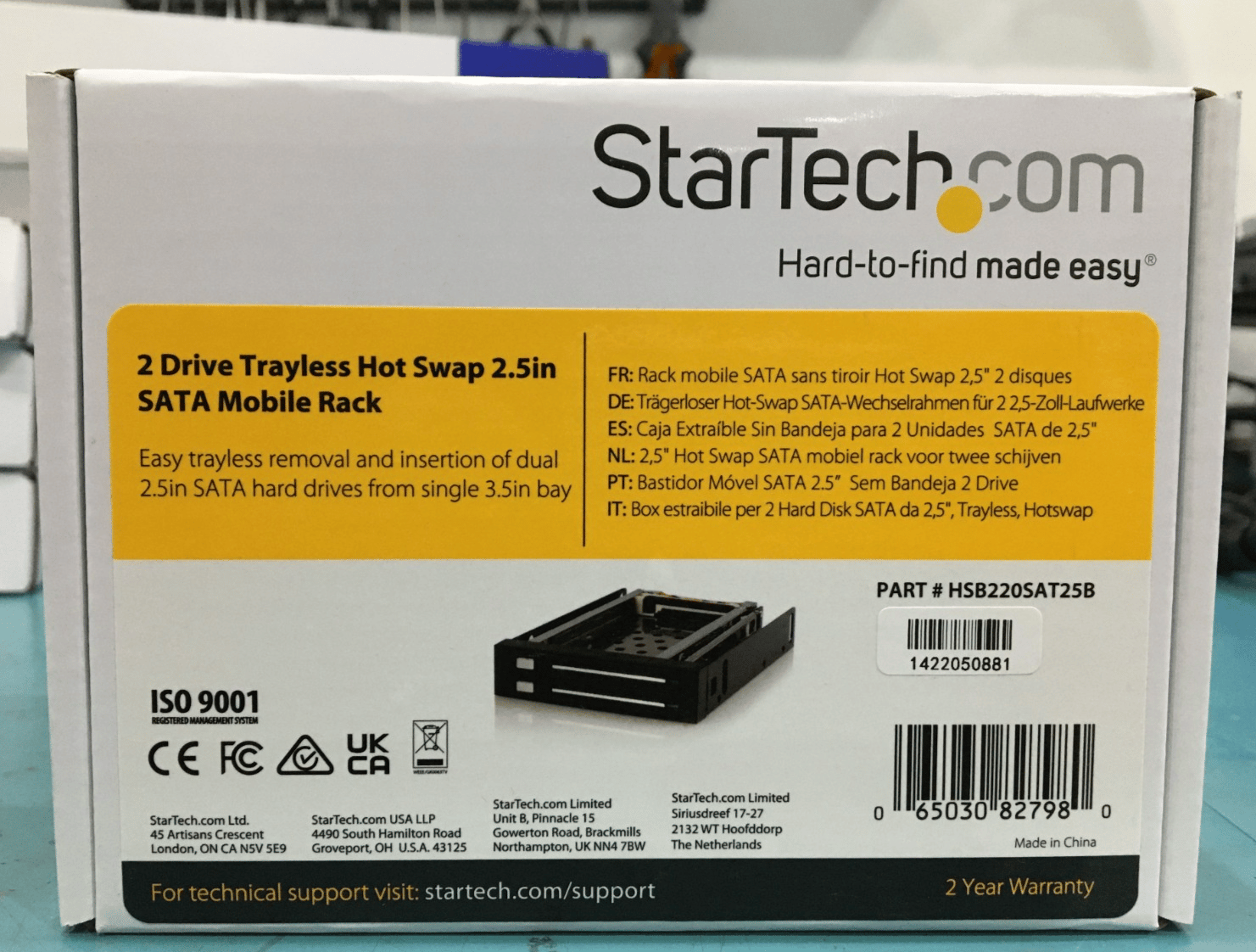 StarTech HSB220SAT25B 2-Bay 2.5in SATA Trayless Hot Swap Backplane