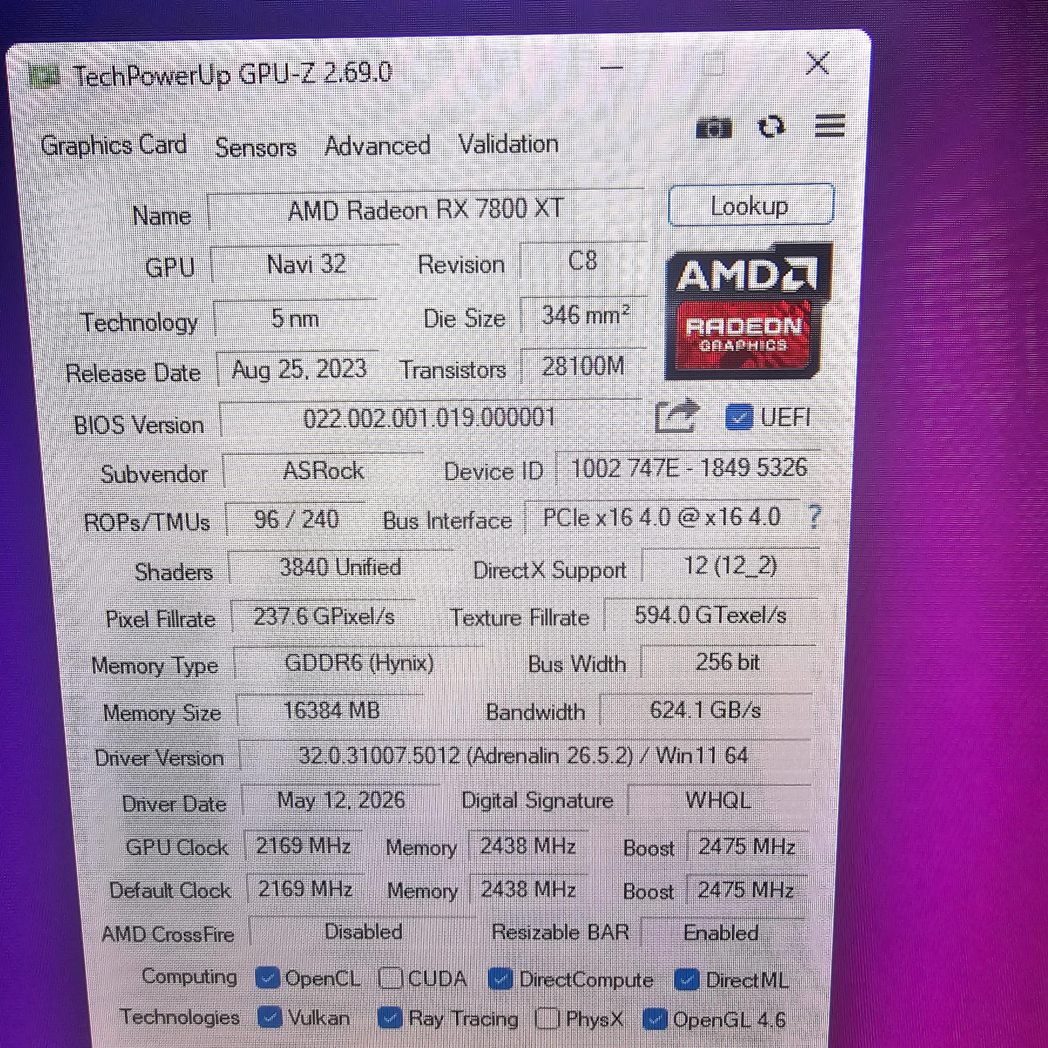 ASRock Challenger OC Radeon RX 7800 XT