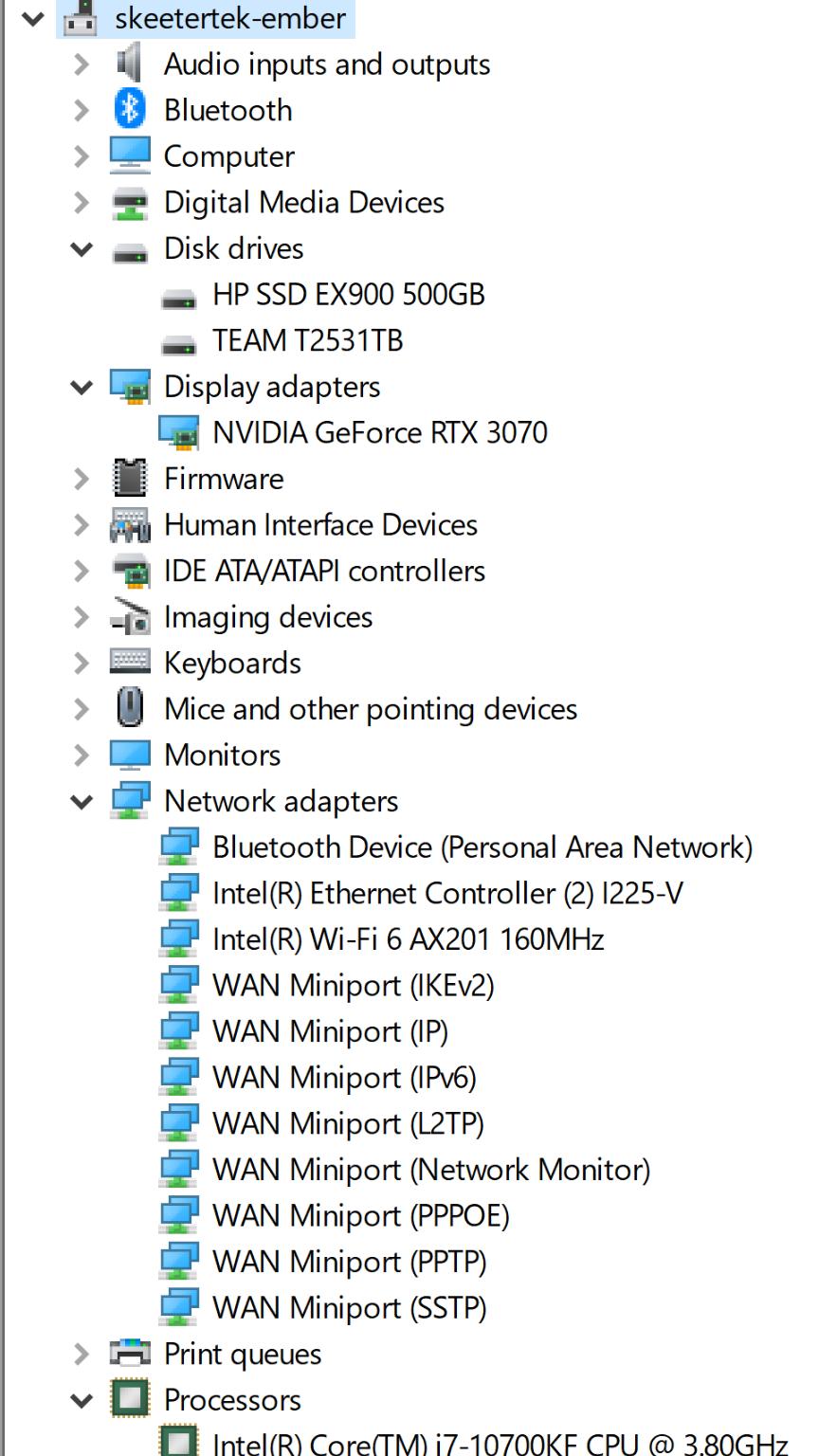ITX i7-10700KF, RTX 3070, 64Gb RAM WiFI, BT, 1.5Tb SSD(s) (V2 w/ GOOD riser)