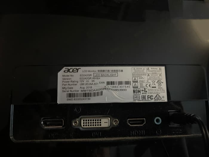 Acer ED242QR 23.6” 144Hz Curved ED242QR Abidpx