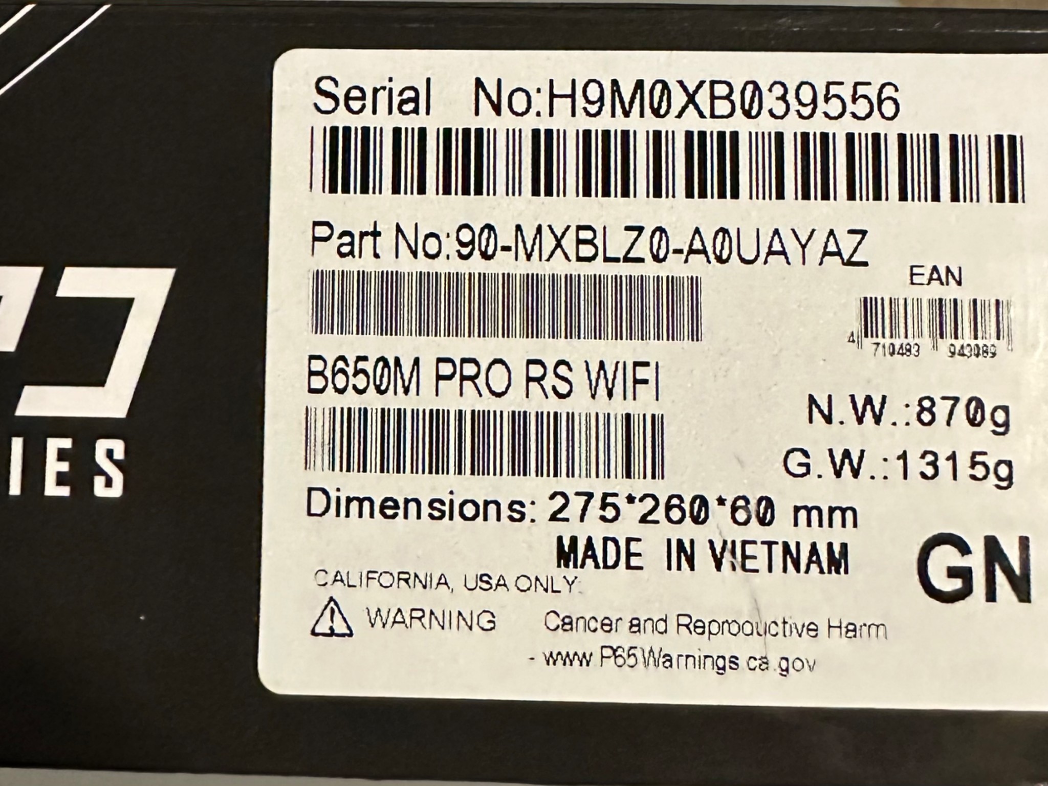 B650M Pro RS WiFi Motherboard