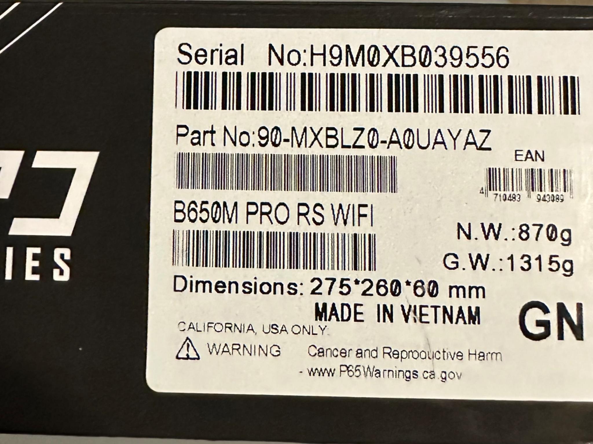 B650M Pro RS WiFi Motherboard