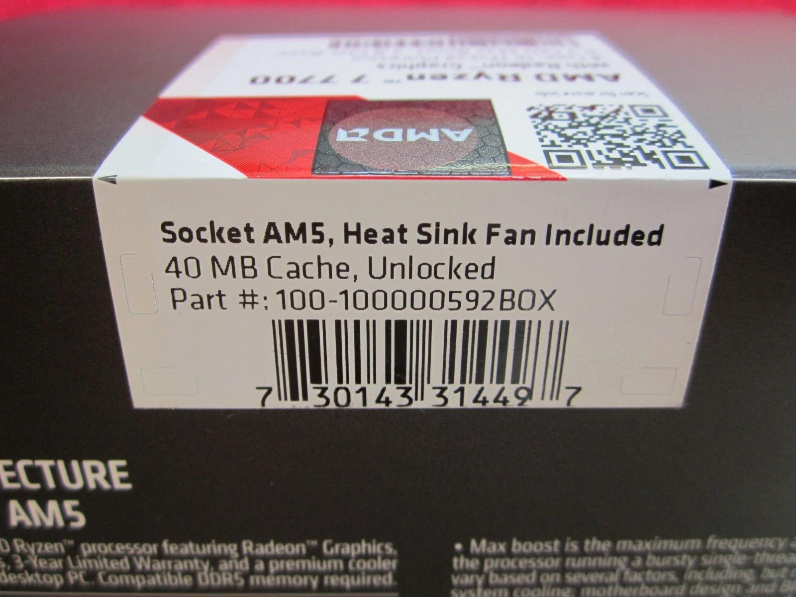 NEW! AMD Ryzen 7 7700 - 8-Core 3.8/5.3 GHz AM5 CPU w/Wraith Prism RGB Cooler