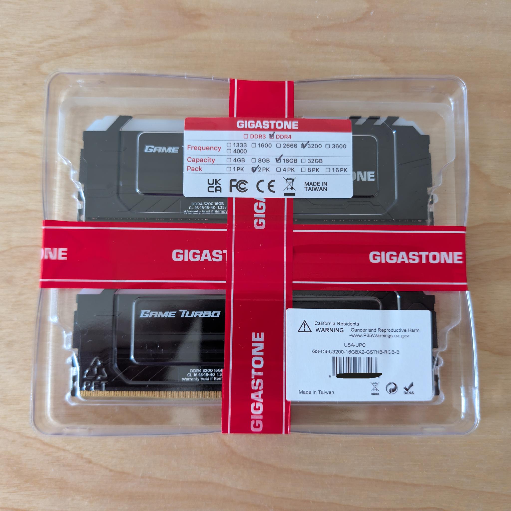 Gigastone Game Pro RGB 32GB (2x16GB) DDR4-3200 CL16 RAM – New Sealed