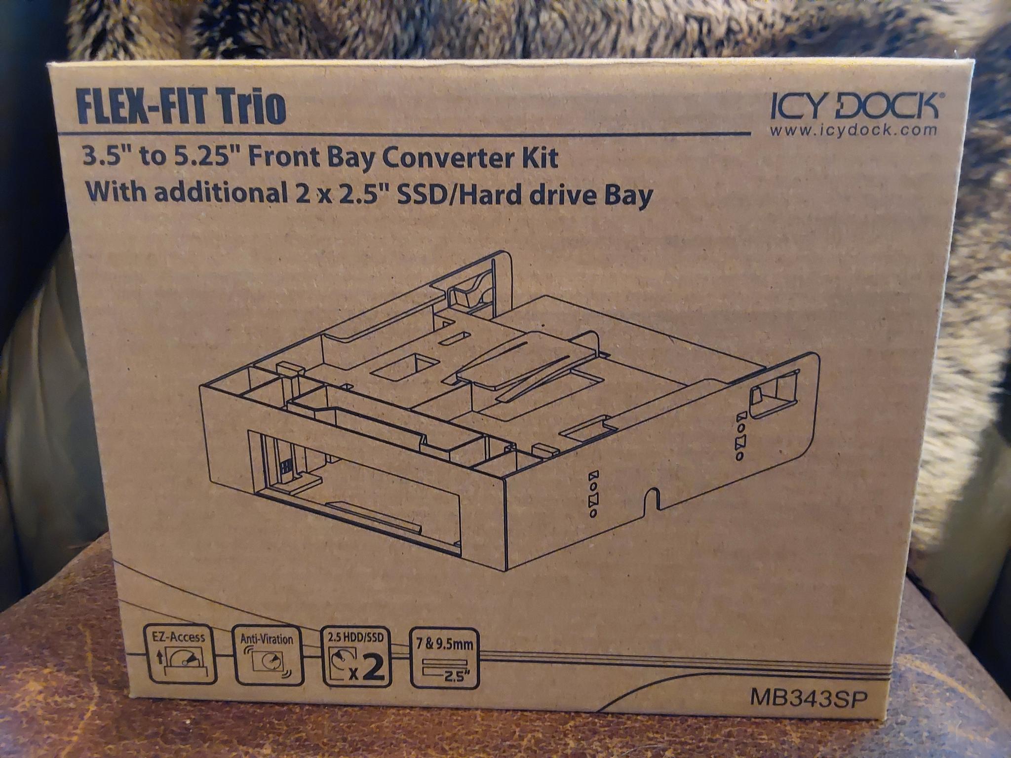 NEW ICY DOCK “FLEX-FIT TRIO” – 5.25” FRONT BAY CONVERTER ADAPTER BRACKET FOR 2.5” & 3.5” SSD/HDDs
