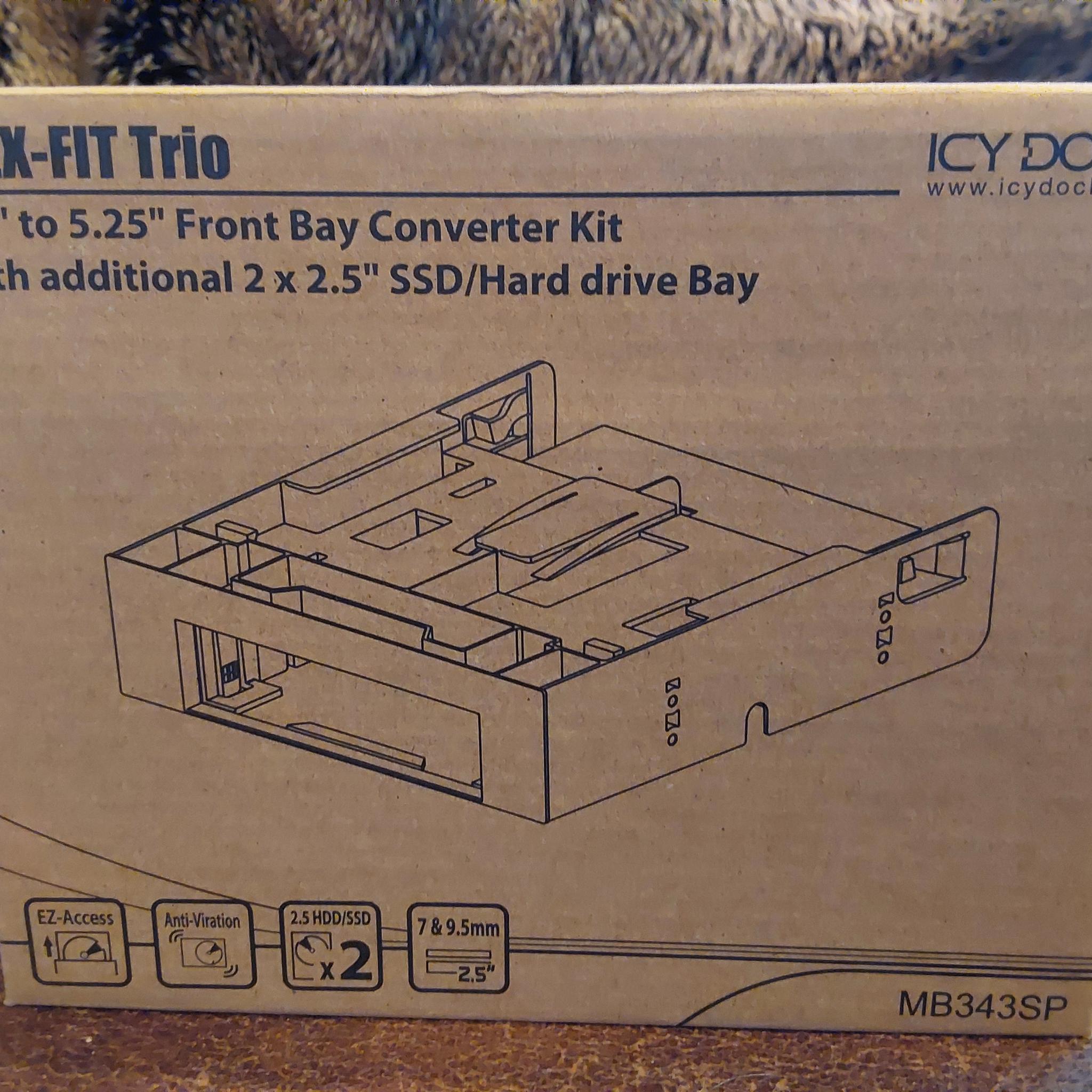 NEW ICY DOCK “FLEX-FIT TRIO” – 5.25” FRONT BAY CONVERTER ADAPTER BRACKET FOR 2.5” & 3.5” SSD/HDDs