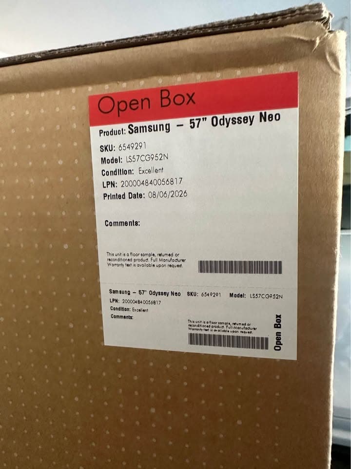 Samsung 57" Odyssey Neo G9 7680x2160 Dual 4K Mini-LED 240Hz 1ms Curved Gaming Monitor